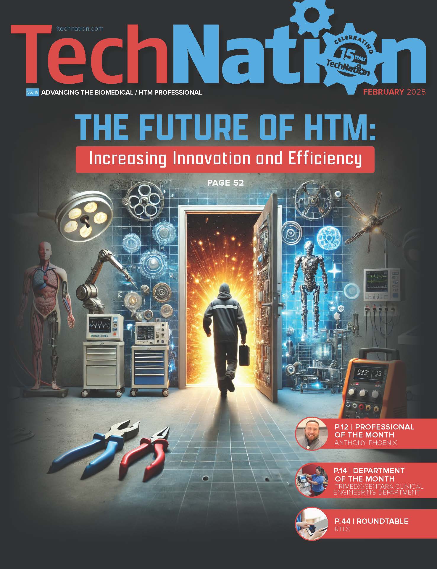 Cover page of Tech Nation, a man walking into a door of stars