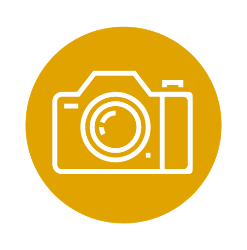 Simple line graphic of a Camera